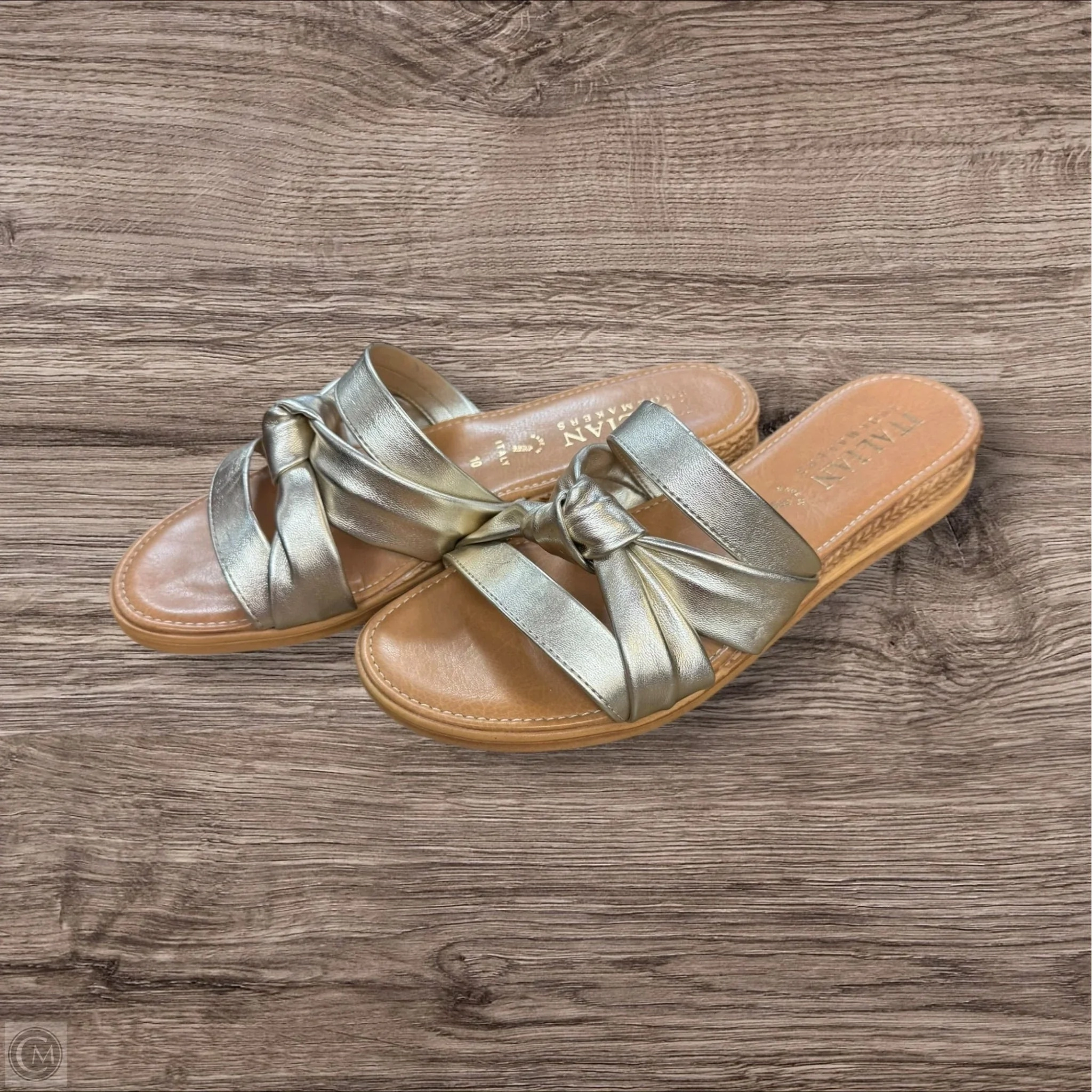 Sandals Heels Wedge By Italian Shoemakers In Gold, Size: 10
