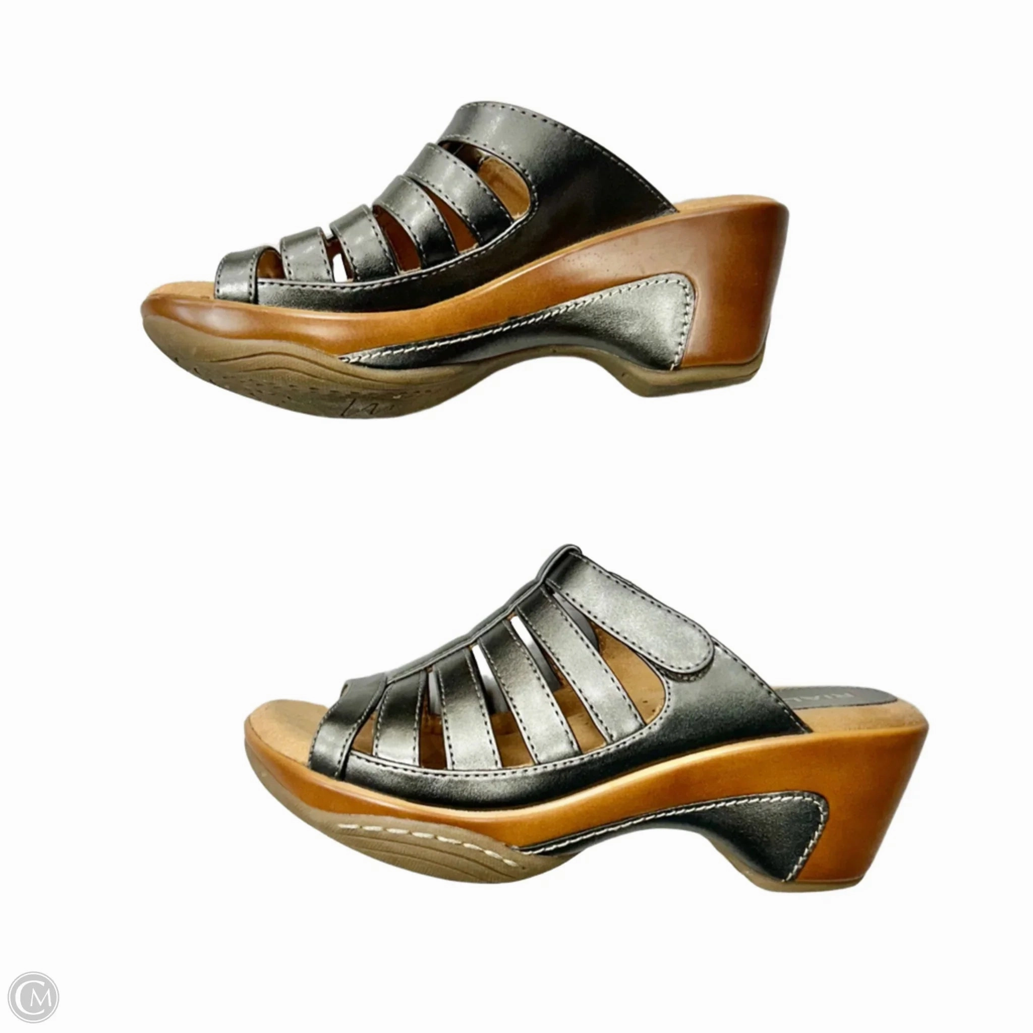 Sandals Heels Wedge By Rialto In Silver, Size: 6.5