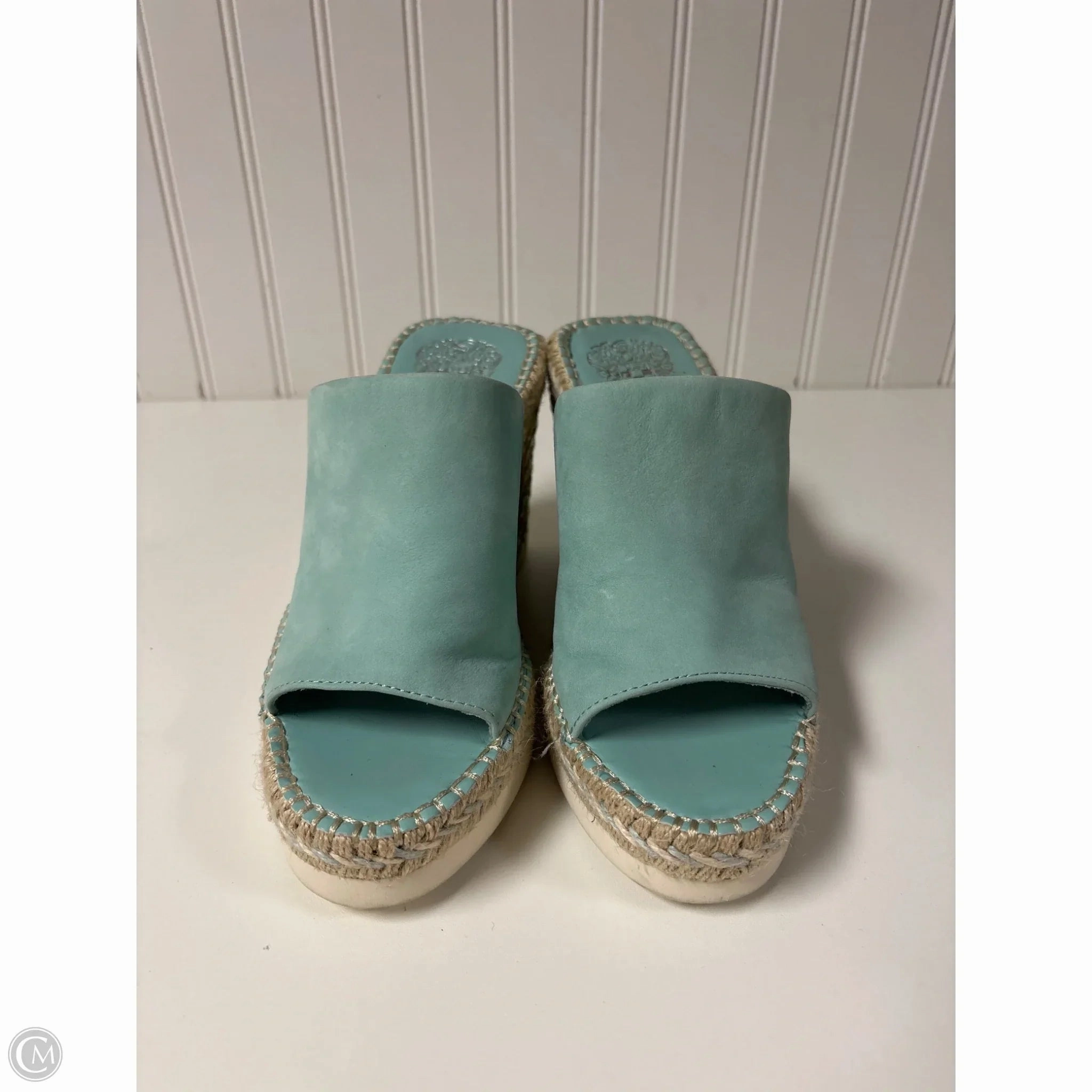 Sandals Heels Wedge By Vince Camuto In Aqua, Size: 6