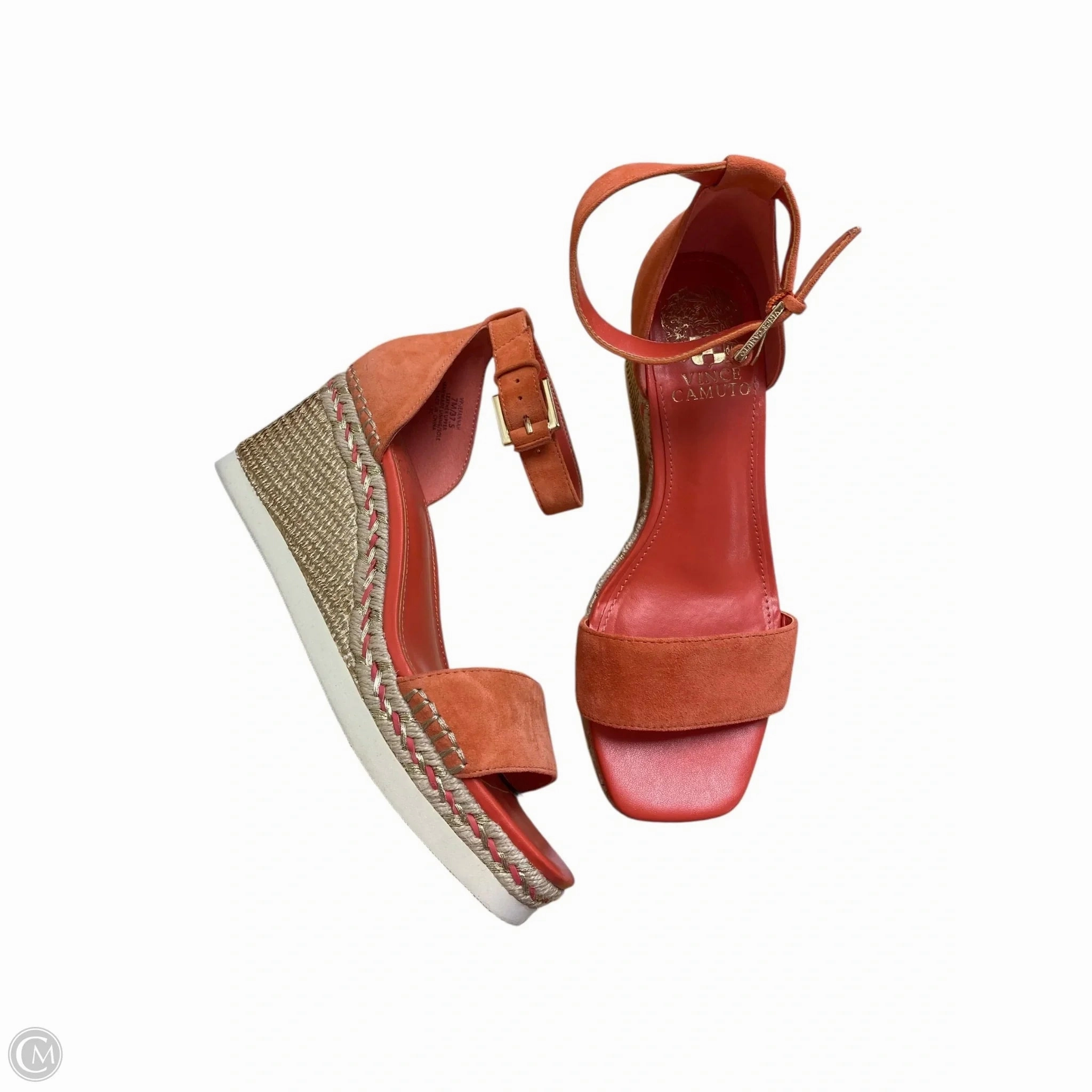Sandals Heels Wedge By Vince Camuto In Orange, Size: 7