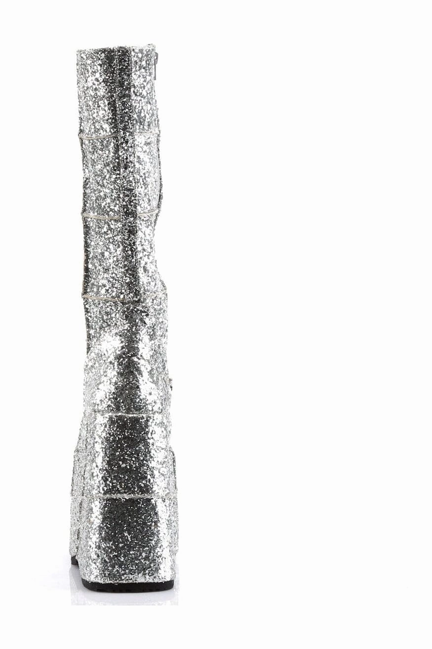 STACK-301G Silver Glitter Knee Boot