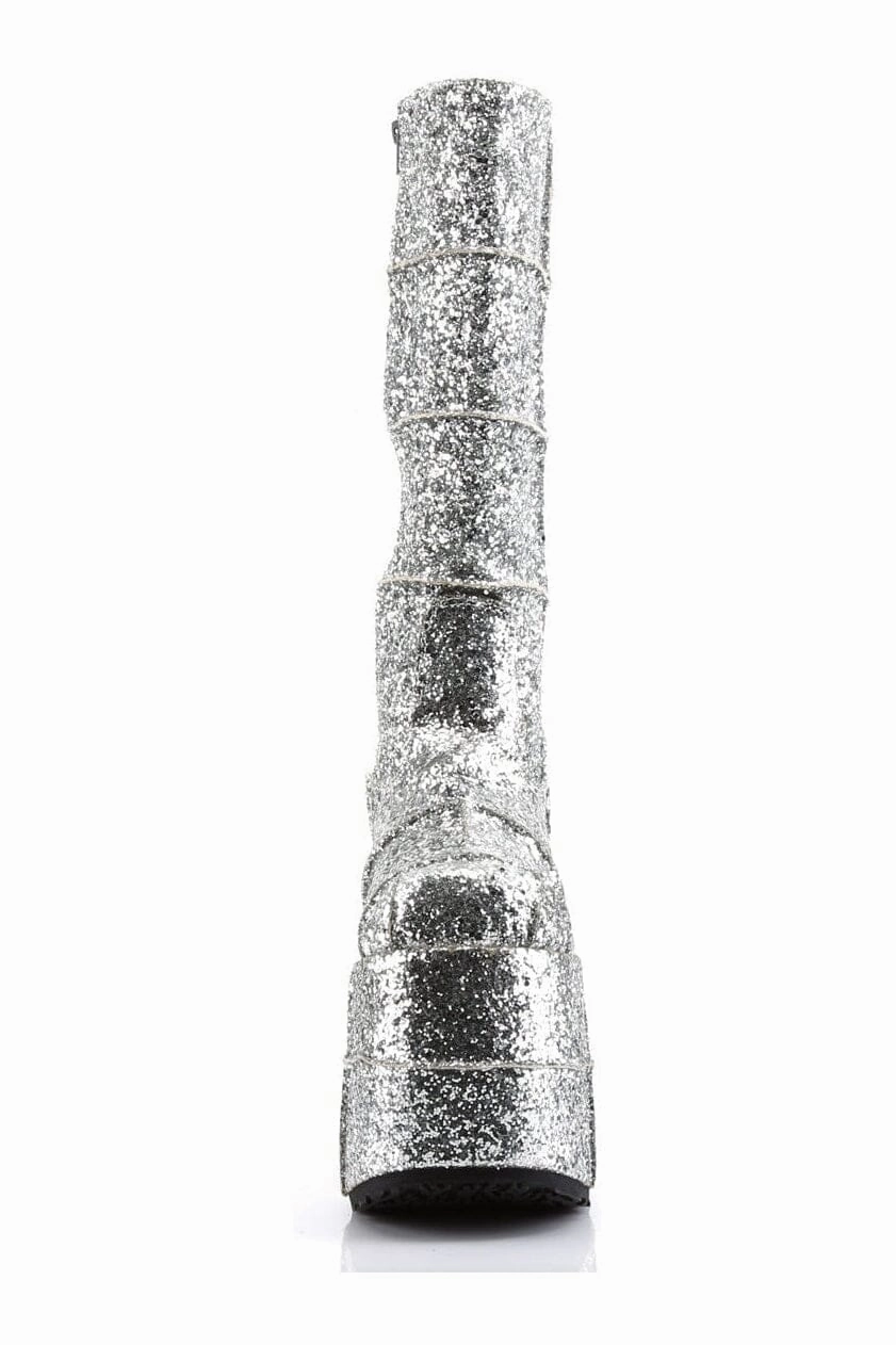 STACK-301G Silver Glitter Knee Boot