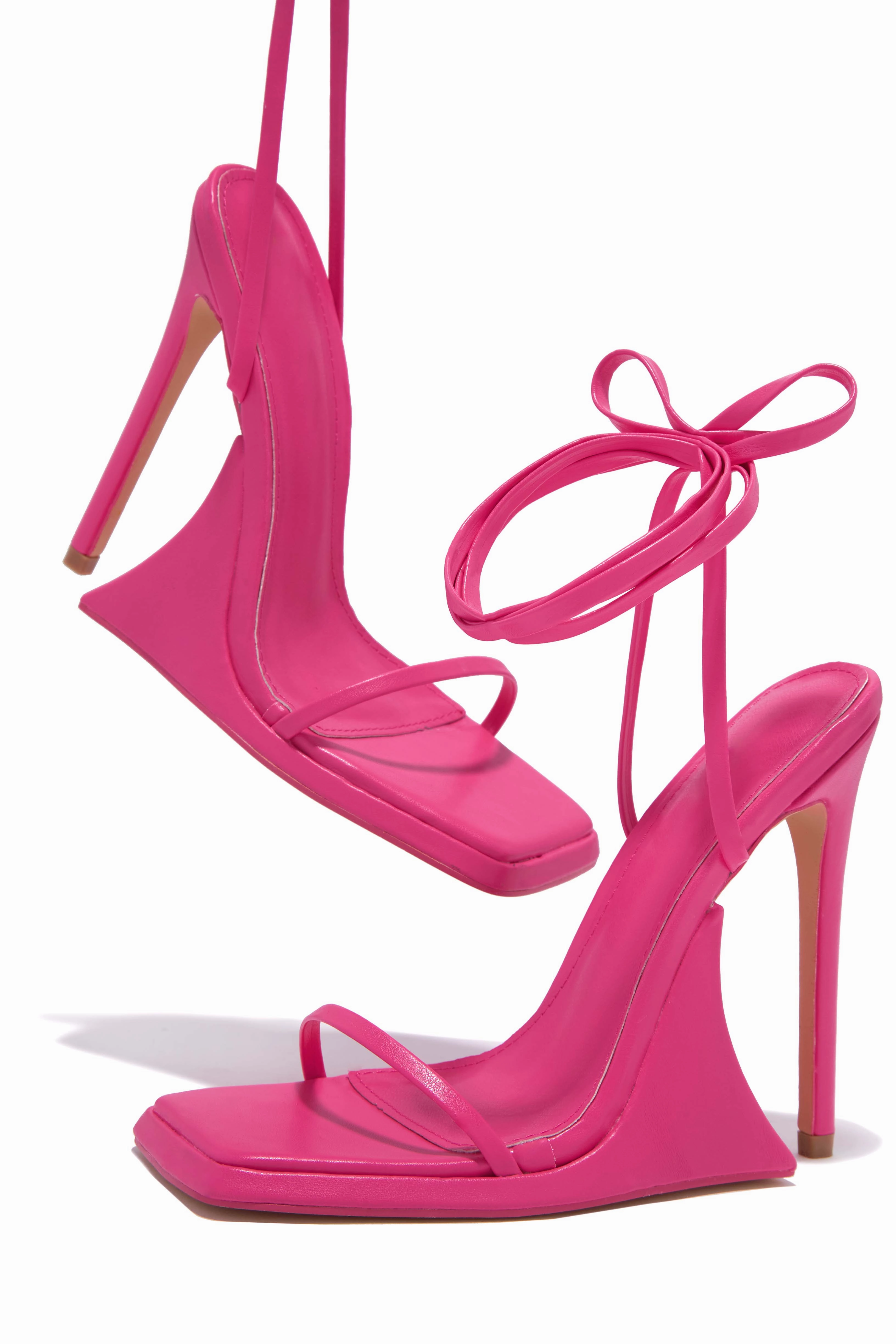 Superlit Lace Up High Heels - Pink