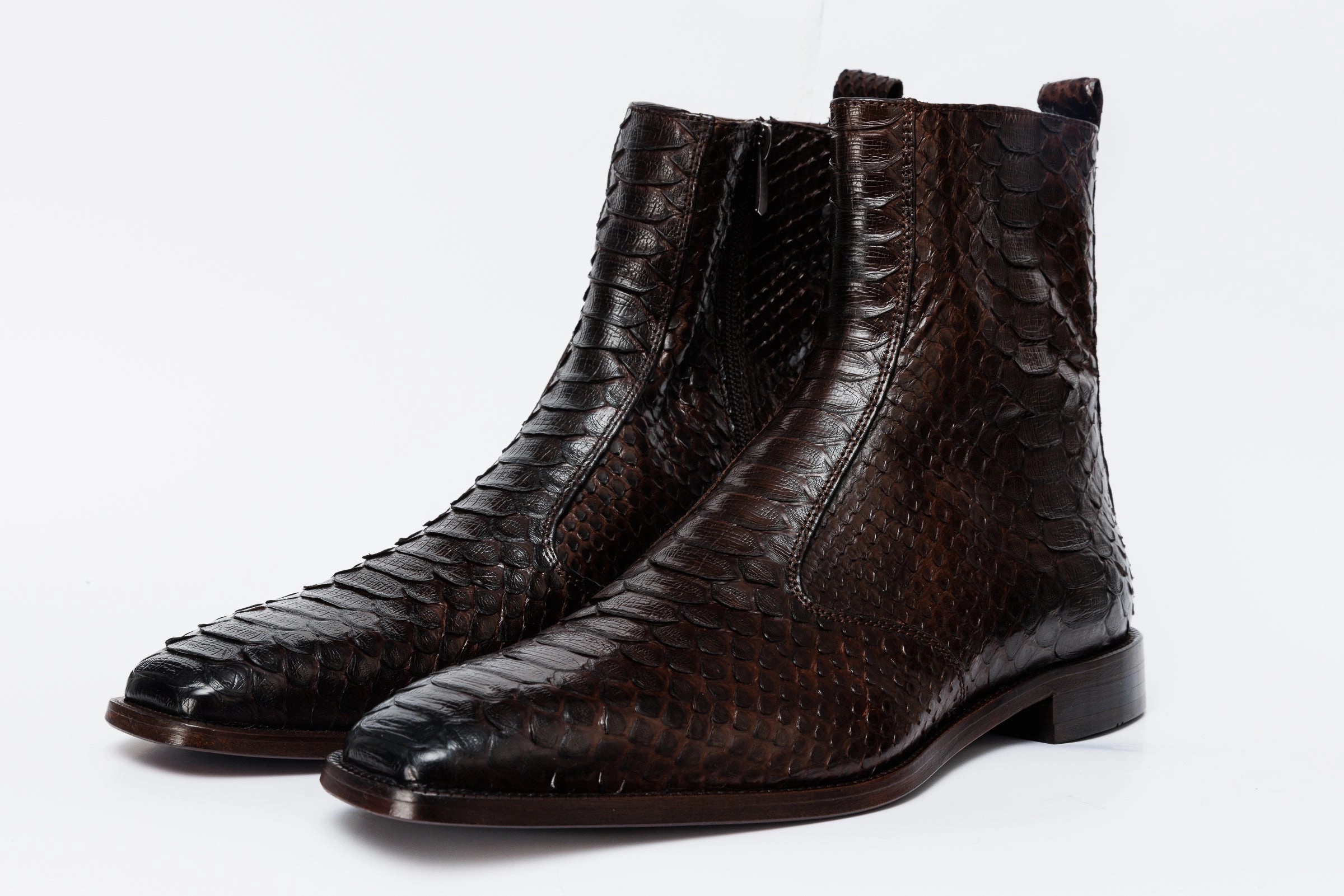 The Boss Brown Pythn Snk Zip-Up Leather Men Boot Limited Edition