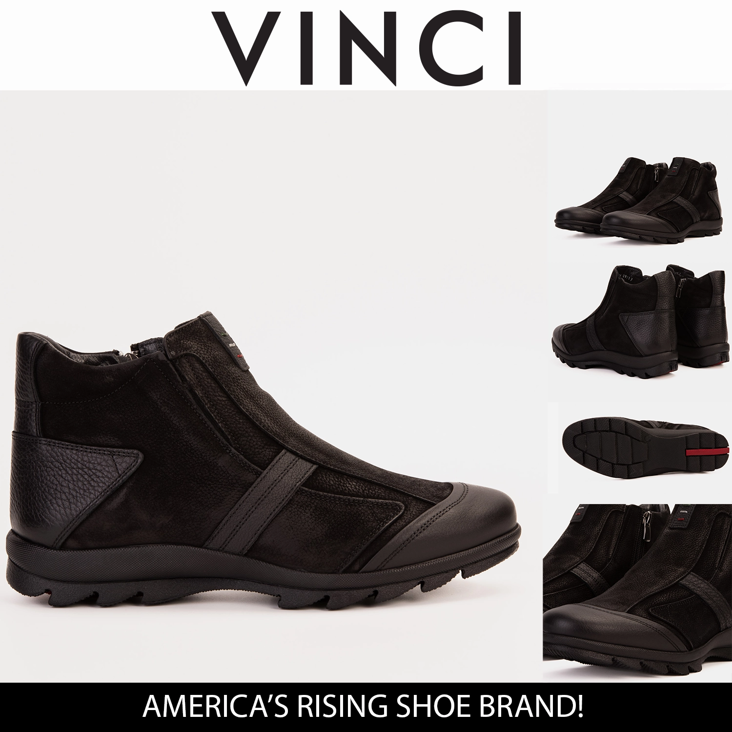 The Montreal Suede Black Leather Casual Zip-Up Ankle Men Boot