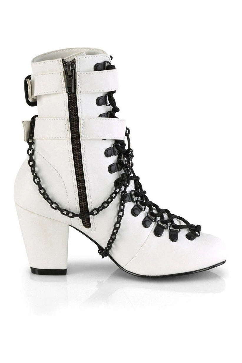 VIVIKA-128 Ankle Boot | White Faux Leather