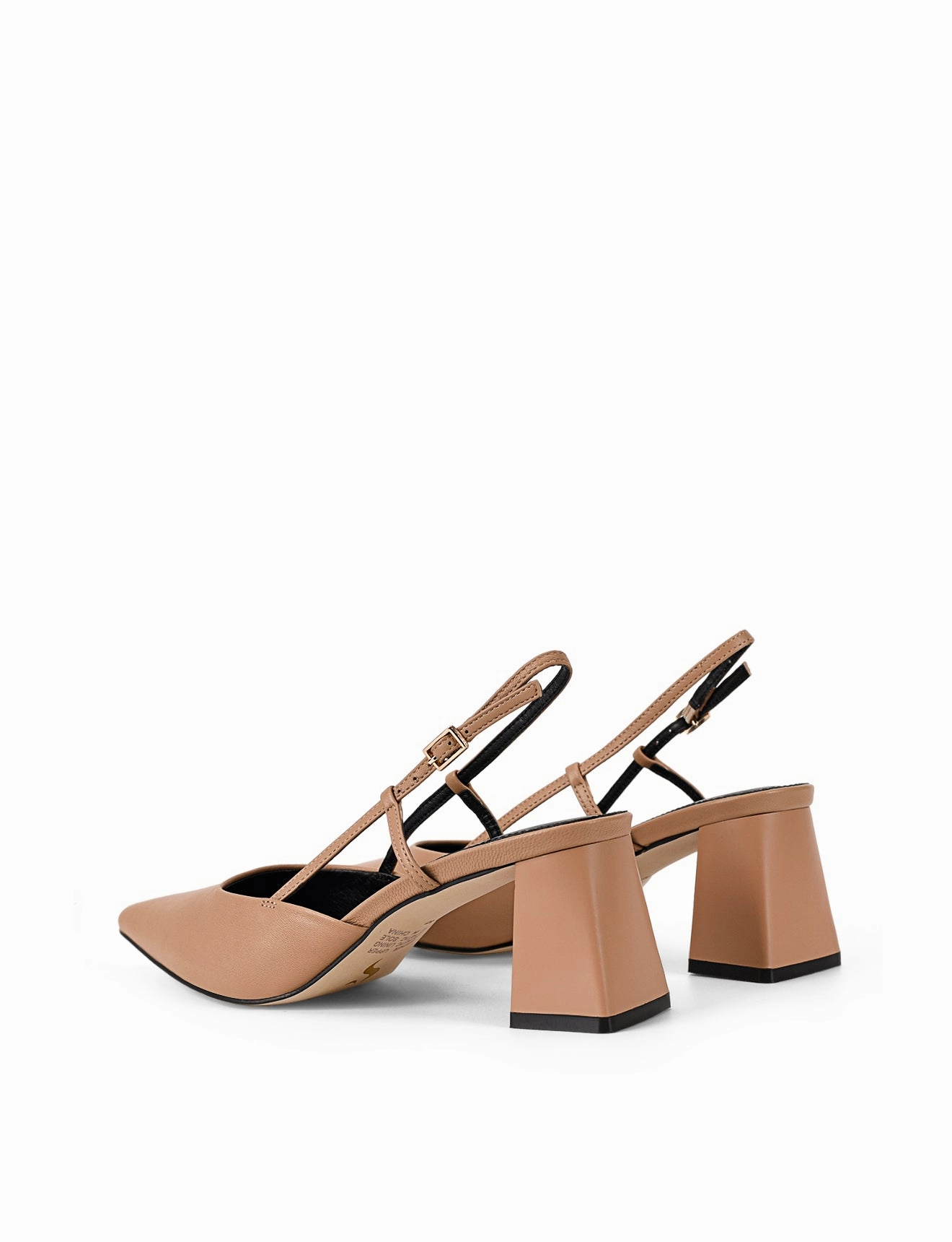 Yasmine Slingback Heels - Almond Tan Leather
