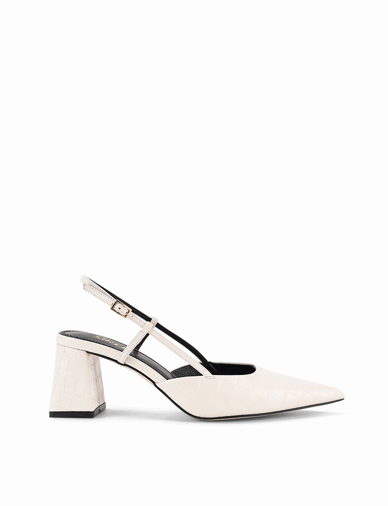 Yasmine Slingback Heels - Chalk White Croc Leather