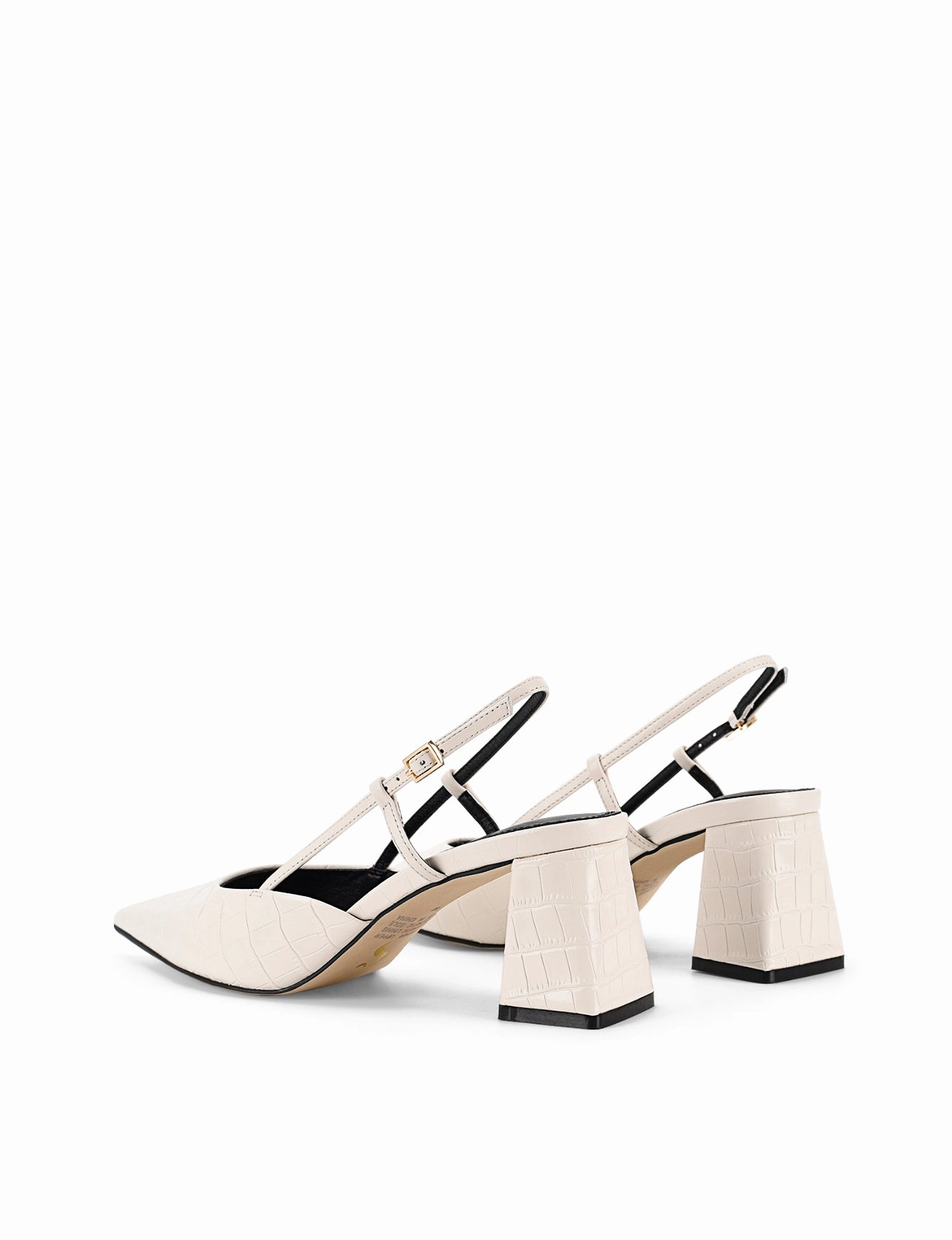 Yasmine Slingback Heels - Chalk White Croc Leather
