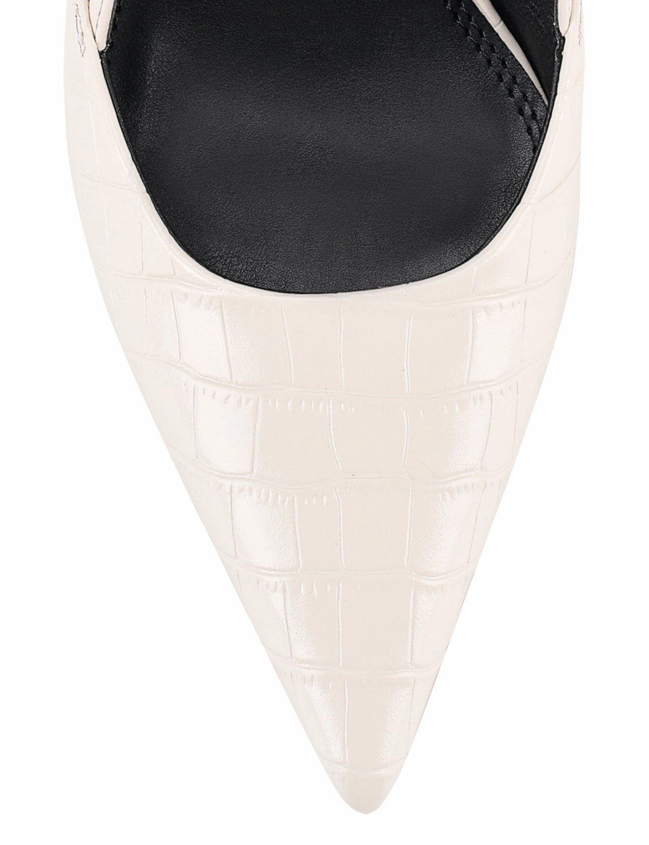 Yasmine Slingback Heels - Chalk White Croc Leather